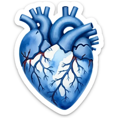 minimalist watercolor heart icon, monochromatic blue washes, soft bleeding edges, on textured white paper, anatomically inspired shape, serene and emotional, perfect for app icon, transparent background, flat lay --style raw --stylize 150 sticker