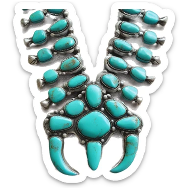 Western turquoise squash blossom necklace  sticker