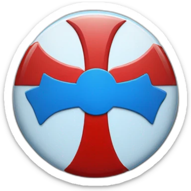 badge half lower red and half upper blue with a white cross in the middle sticker