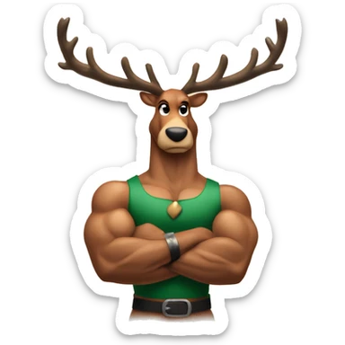 Reindeer muscular showing off biceps arms crossed masculine fierce torso "Team Donner" Tattoo sticker