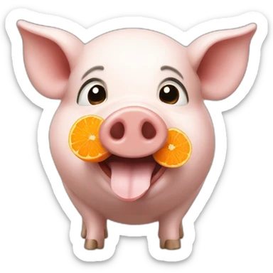 Cochon qui mange une mandarine sticker