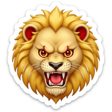 Angry lion with red eyes and dangerous teeth sticker