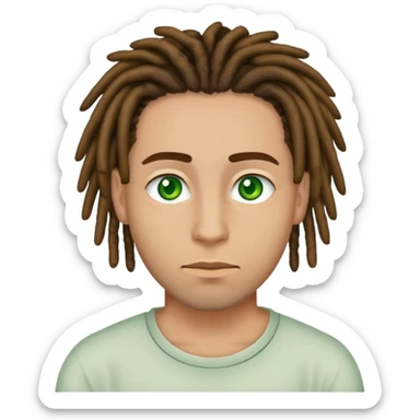 man light skinned, short brown dreads, and green eyes.  sticker