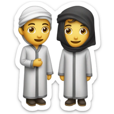 Homme en Qamis avec un panneau avec un cœur sticker