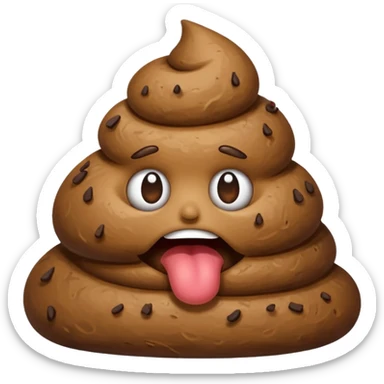 Shit with face doing a poo sticker
