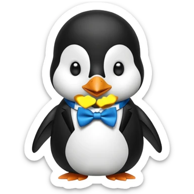 penguin with bow blue tie  sticker