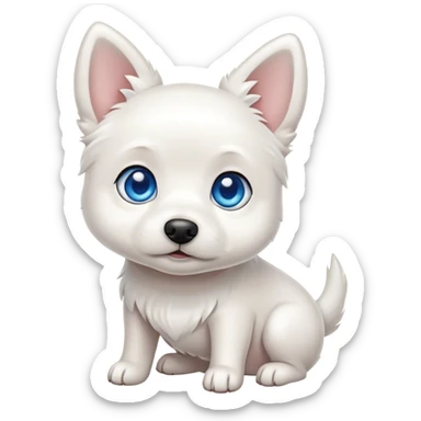 Small white dog blue eyes sticker
