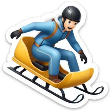 An icon featuring a sleek sled speeding down a snowy hill, with a snowy landscape and pine trees in the background. The motion lines and slight snow spray emphasize the thrill of the ride. Transparent background highlights the excitement and fun of sledding. sticker