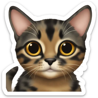 Tortie coat with mostly black and hazel eyes kitten   sticker