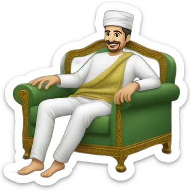 Homme marocain obèse affalé sur un canapé sticker