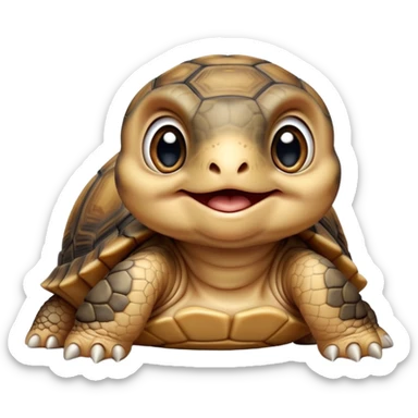 cinematic-yawning baby tortoise-realistic--emoji,,-cute-wise-face-peering-ahead-with-calm-determination,-cute large-eyes-reflecting-centuries of wisdom, sticker