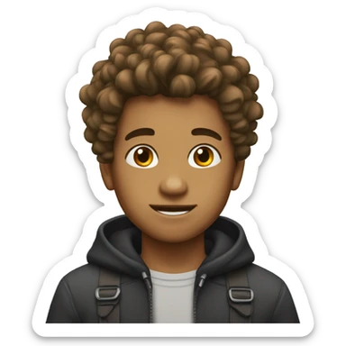 boy with wavie hair  sticker