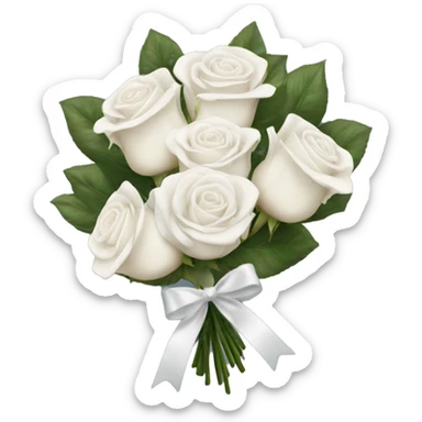 White rose bouquet with velvety ribbon sticker