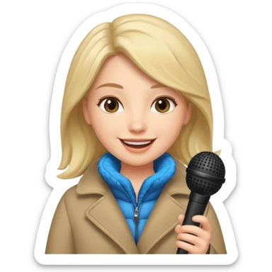 woman with winter clothes holding microphone sticker