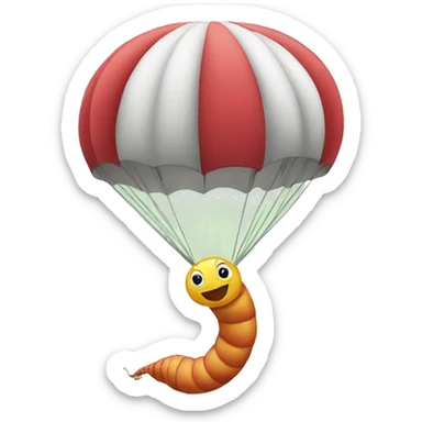 Worm on parachute  sticker