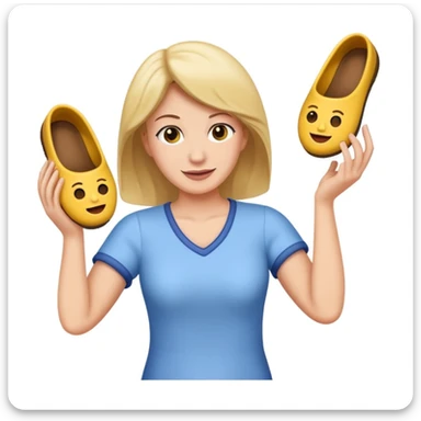 a mom throwing a slipper, emoji style sticker