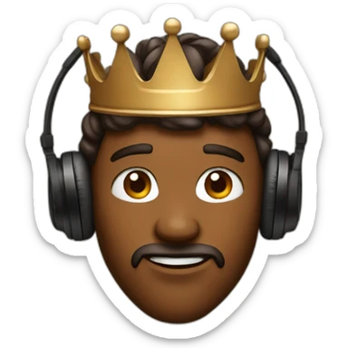 brown king with headphones sticker