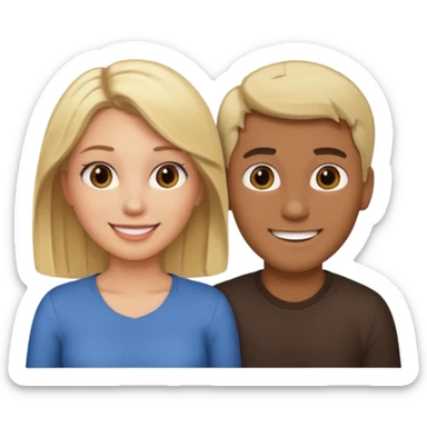 couple male blonde hair female dark brown hair sticker