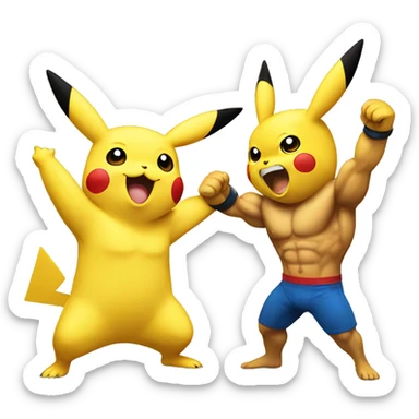 Pikachu cheering a bodybuilder in training  sticker