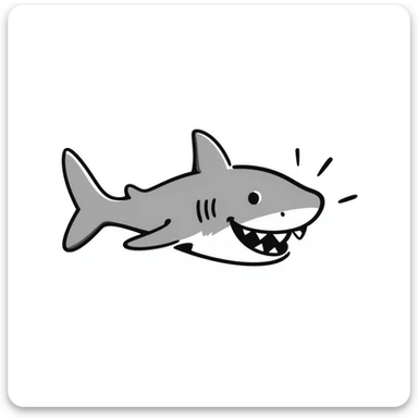 Hand-drawn shark with fins and tail sticker