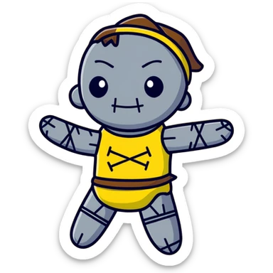 black and yellow voodoo doll sticker