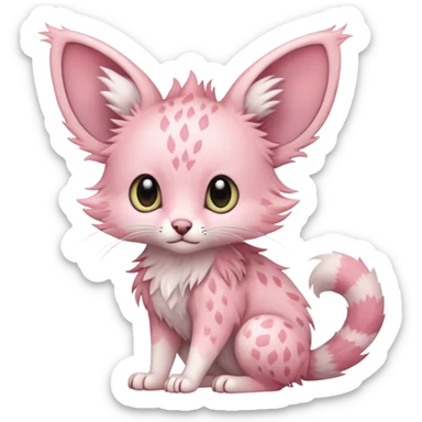 Feral Rare Fantasy cute pastel pink Vernid-Trico-species by LiLaiRa, random markings, tufted ears, full body sticker