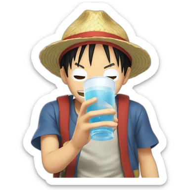 Luffy drink water sticker