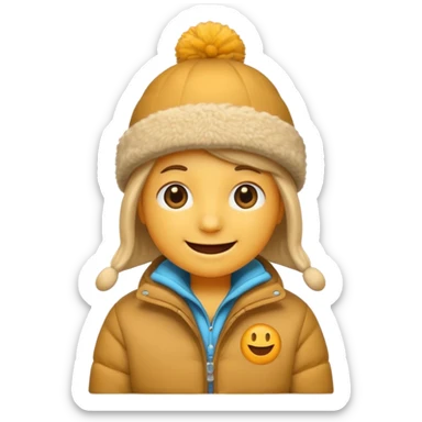 Smile emoji in winter hat and jacket  sticker