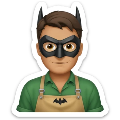 gardener with tanned skind and batman mask sticker