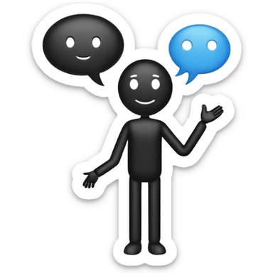 A white and black stick mand with a chat bubble coming from his mouth (encircled) sticker