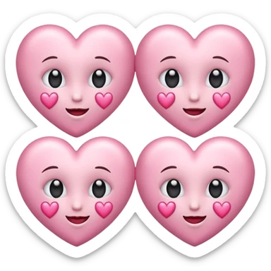 Generate luxe silk satin look emoji sets about love at first sight using baby pink and white colour.  sticker