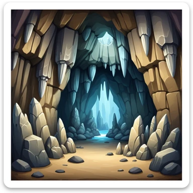 generate realistic detailed cave inside view sticker