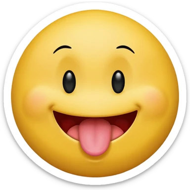 A smiley face shaking its head with its tongue out sticker