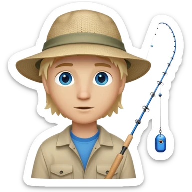 Short blonde hair and blue eyed white guy fishing sticker