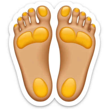 two clean feet soles, exact pose and look as reference image, emoji style, no toenails, no apple logos, smooth and rounded toes, anatomically correct, no nails or symbols anywhere sticker