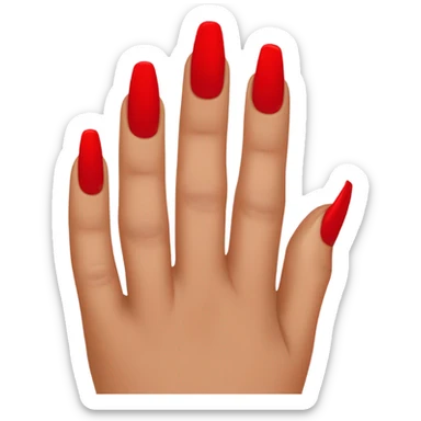 Long red  nails on medium skin ton sticker
