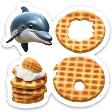 a dolphin who is both german and a police officer eating a stroopwafel sticker
