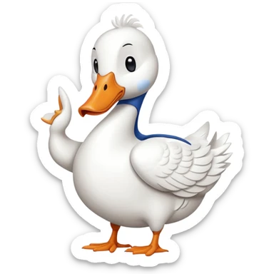 art style drawing of a white goose character giving a thumbs down sticker