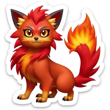 Zorua-Pyroar-Litten-Fakémon-hybrid-creature (full body)  sticker