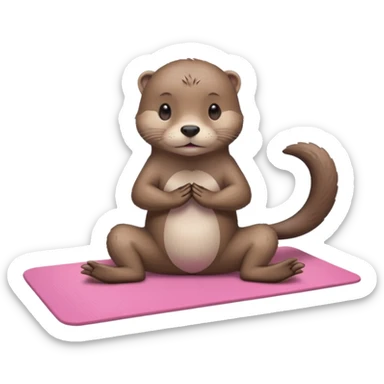 Otter doing pilates on a pink yoga mat on an island  sticker