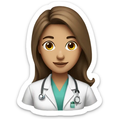 a medical student 20 years old girl student tan skin, brown hair sticker