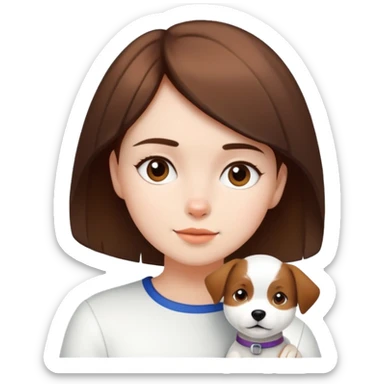 White dog with a girl with short brown hair  sticker