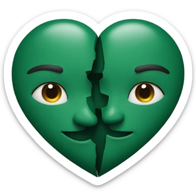 heart two halves dark green sticker