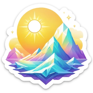 Epic complex detailed iridescent gradients white golden bright light solarpunk sunny aesthetic-scenery sticker