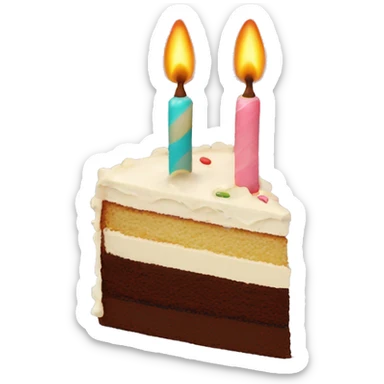 Half eaten birthday cake sticker