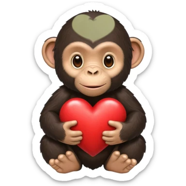 un chimpanze con un corazon sticker