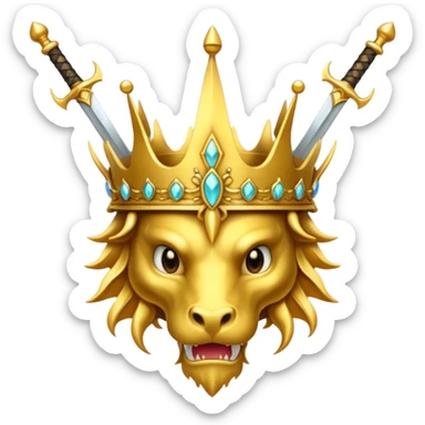 crown with swords and gold dragons  sticker