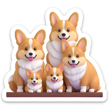 corgi family portrait in a classic wooden frame sticker