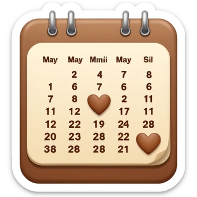 .make a November 2025 mini calendar with right brown hearts with cream colored dates wi rounded corners sticker