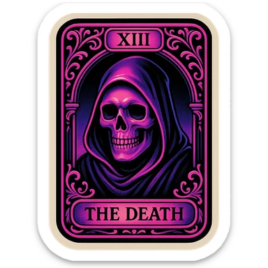 gothic tarot card, black and pink, ornate design, retro stickers style sticker